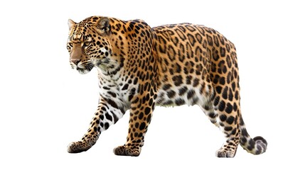 Panthera pardus, against white background. Generative Ai