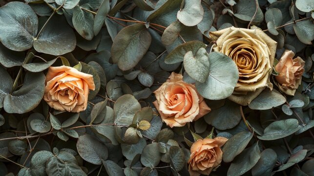 Fototapeta Romantic Background with Roses. Floral Wallpaper.