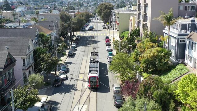 Light Rail Train Gliding Down San Francisco Streets