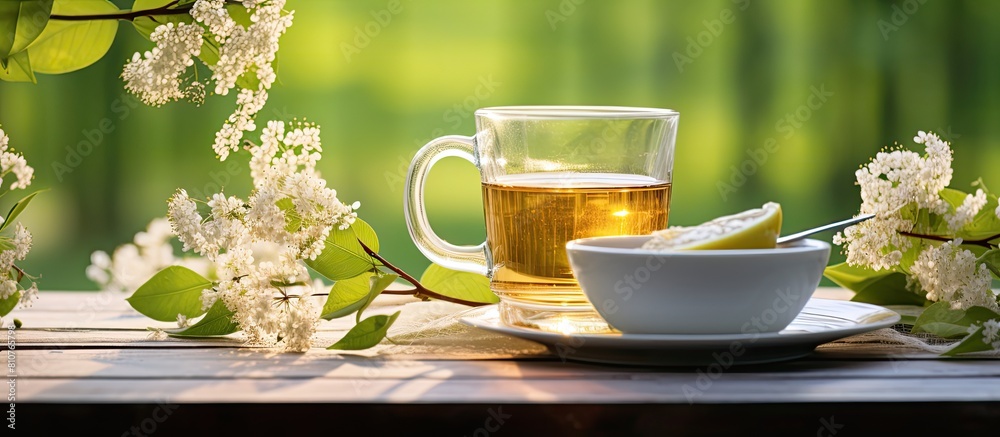 Poster a refreshing cup of tea made from lime tree leaves and linden flowers perfect for relaxation and unw