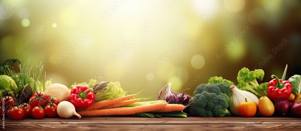 Poster nature background with fresh bio vegetables perfect for copy space image