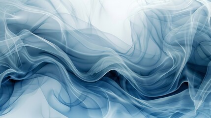 Fototapeta na wymiar Abstract dreamy wave patterns in blue and white, resembling flowing fabric and smoke, perfect as a serene graphic resource
