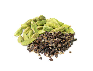 Cardamom Isolated, Green Cardamon Seeds, Dry Kardamon, Cardamum Spice, Genera Elettaria Beans