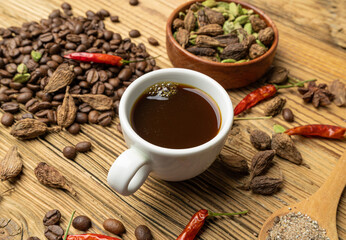 Cardamom Coffee, Cardamon Drink, Black Coffee with Kardamon, Cardamum Spice Beverage, Natural Tonic