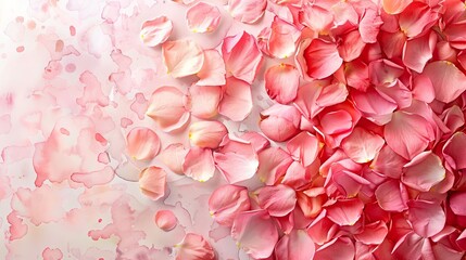 Artistic watercolor gradient of rose pink petals scattered delicately across a soft background, perfect for romantic wedding invitations