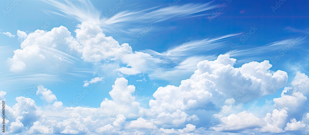 Leinwandbilder beautiful white clouds floating in the clear blue sky creating a mesmerizing copy space image