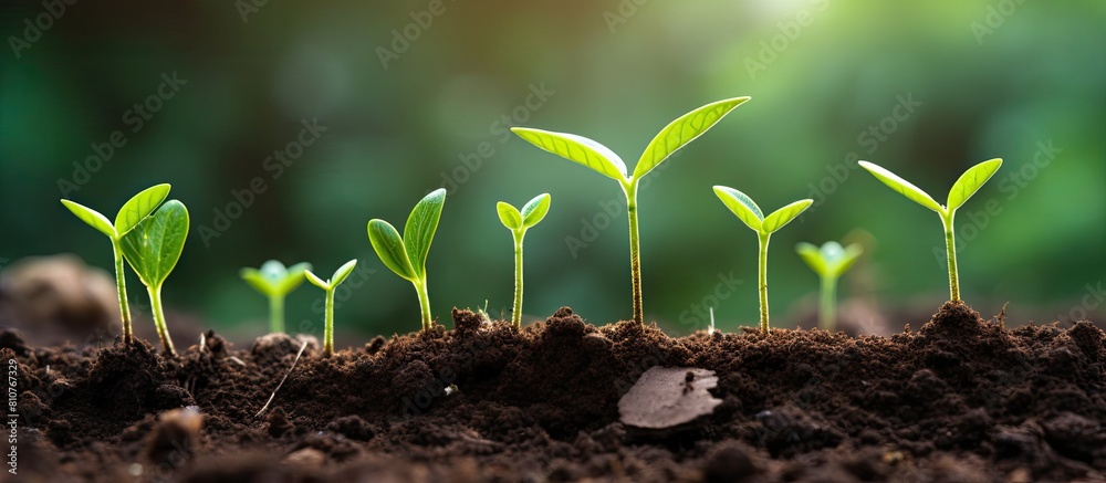 Poster a copy space image depicting the growth of young plants on soil symbolizing the connection to ecolog