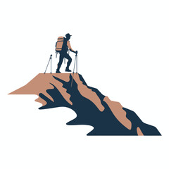 Fototapeta premium Vector of a hiker with trekking poles making