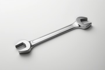 A chrome adjustable wrench isolated on a white background, symbolizing maintenance, repair, and precision work