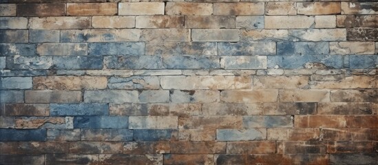 Obraz premium Horizontal backdrop wallpaper featuring an abstract background of an old grungy stone brick wall texture Ample copy space image