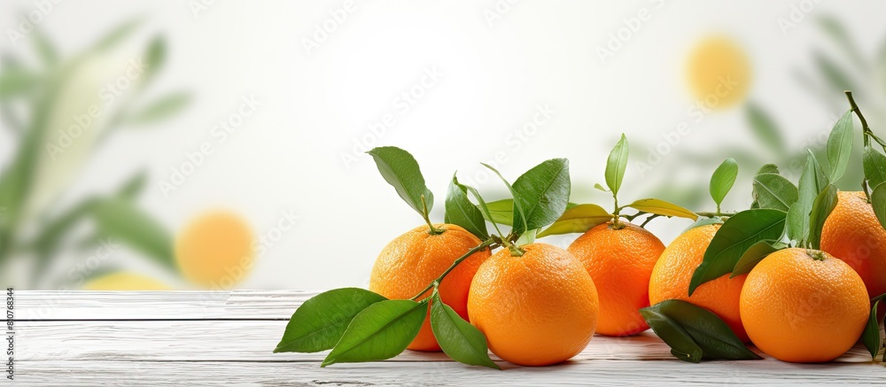 Aufkleber seasonal fruits such as vibrant tangerines or clementines abundantly adorned with leaves showcased o