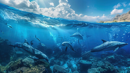 Majestic Marine Life, Spectacular Ocean Animals in Their Element . Generative Ai