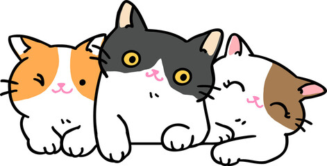 Cute Cartoon Cat Pile