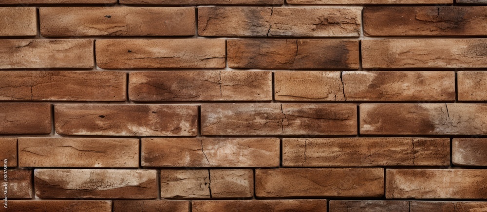 Poster a high quality photo of a brown textured brick wallpaper and background with copy space image