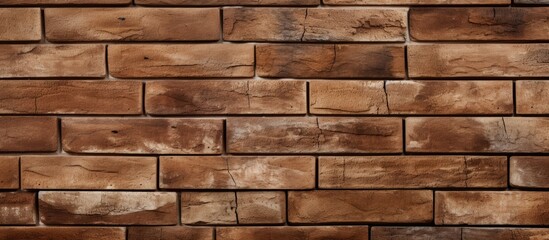 A high quality photo of a brown textured brick wallpaper and background with copy space image