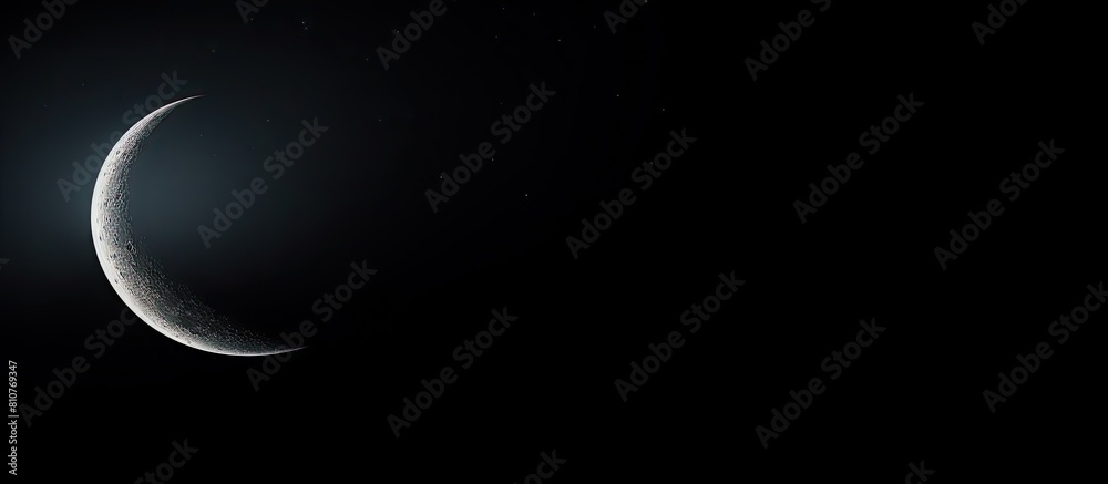 Poster a copy space image of the moon s crescent in a dark night sky perfect for adding text