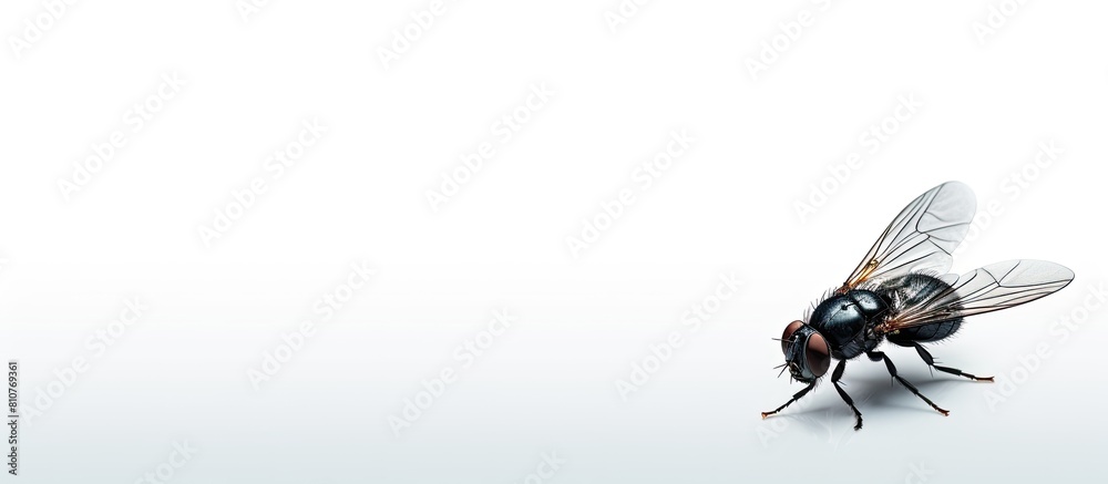 Poster There is a still fly on a white background leaving room for text Simple and with space for copy. Creative banner. Copyspace image