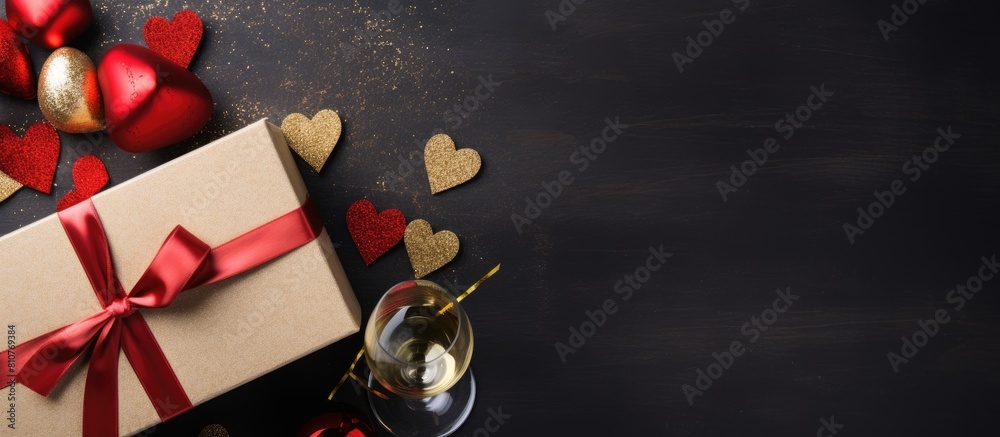 Poster a high quality photo of a valentine s day or christmas greeting card featuring a champagne bottle an