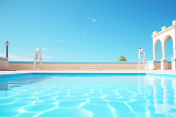 Tranquil swimming pool in the sun