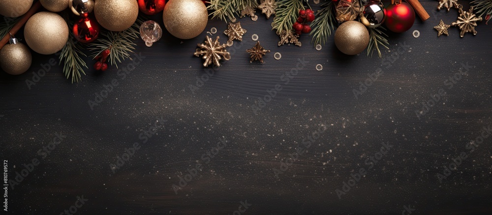 Aufkleber A festive top view background and frame with a Christmas and New Year theme Ample copy space available