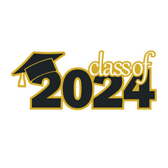 Senior Class of 2024: Vector Illustration for Graduation. Celebrate the Milestone with Elegant Design.