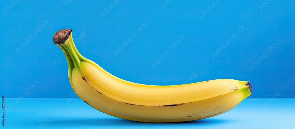 Poster Studio shot of a banana on a blue background with copy space image