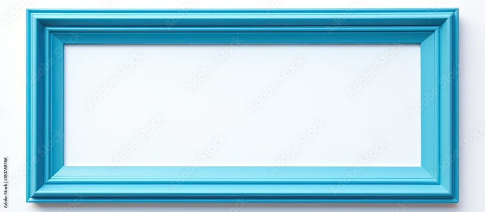 Aufkleber a plastic blue picture frame is shown in a copy space image against a white background