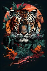 Fierce Tiger in an Urban Jungle Streetwear Graphic Design