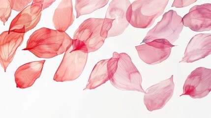 Minimalist watercolor illustration of rose pink petals in a smooth gradient, evoking joy and tenderness for wedding invitation backgrounds