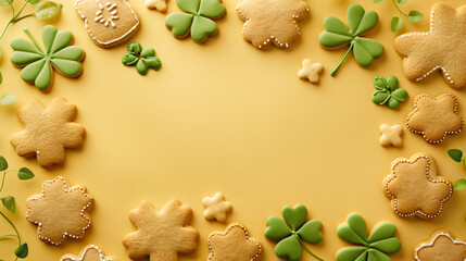 Frame made of tasty gingerbread cookies for St. Patric