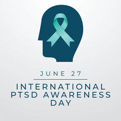 International PTSD Awareness Day vector design template. teal ribbon vector design. ribbon design template. veector eps 10.