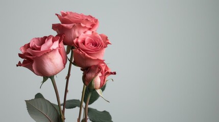 Fototapeta premium Gorgeous roses standing out against a plain background