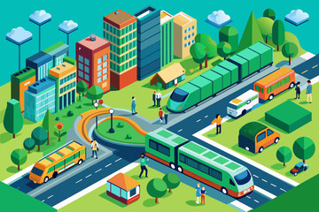 Green transportation hubs integrating buses, trains, and cycling facilities