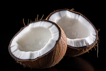 Fresh coconut, White Background, Sharp Detail, Canon 35mm Shot, Realistic, Photo, 4K - obrazy, fototapety, plakaty