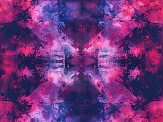 Kaleidoscopic digital artwork with a vibrant purple and blue symmetrical design.