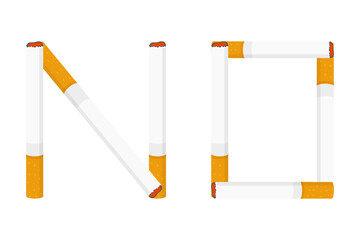 Vector illustration of No symbol made with Cigarettes on transparent background