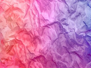 Fototapeta premium A crumpled, textured fabric with a gradient of warm colours, transitioning from deep purple to red.