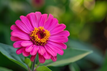 Fototapeta premium Vibrant pink zinnia flower in bloom