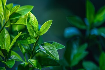 Obraz premium Lush green leaves in nature