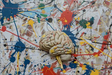 Colorful abstract brain painting