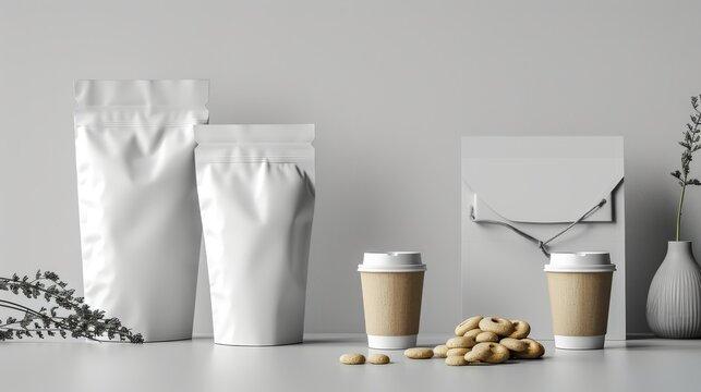 Experience the appeal of our coffee packaging with its eyecatching mockup design, Generated by AI
