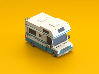 Isometric vehicle ambulance car on orange background