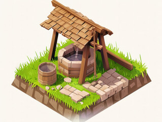 3D model of wooden water well