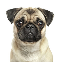 Obraz premium Pug Looking Quizzically at the Camera die cut PNG Style Isolated on White and Transparent Background