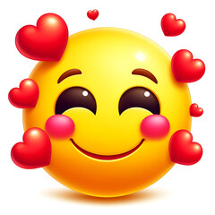 Emoji 3D d'amoureux avec cœurs et sourire