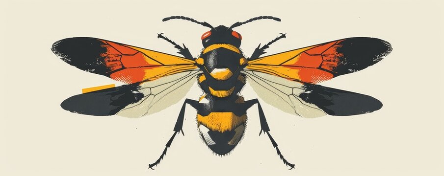 A beautiful and unique illustration of a wasp, with its vibrant colors and intricate details.