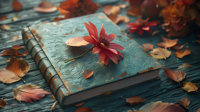 gratitude journal, writing in gratitude journal. A hyper-realistic 3D whimsical, close-up