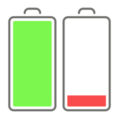 Battery charge indicator icons. The battery is charged and discharged.