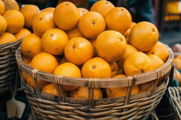 Basket of fresh ripe oranges