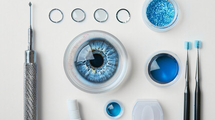 Eye test chart with tweezers container 